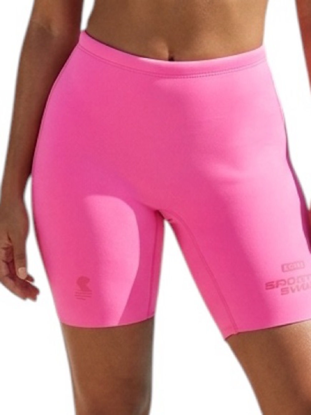 SKIMS Sport Swim Scuba Mid Thigh Zipper Shorts Pink Taffy XXS NWT